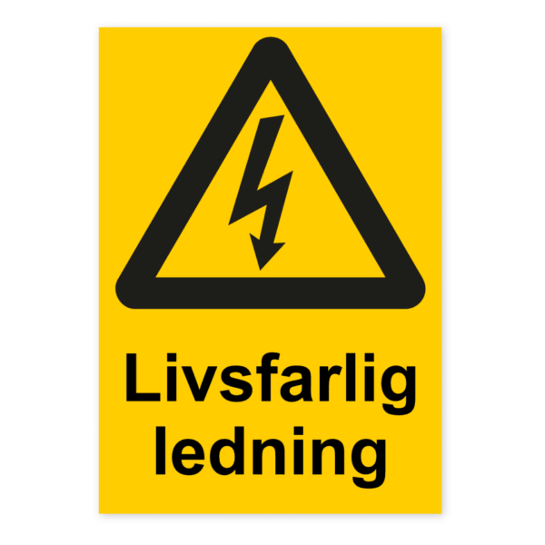 Skylten - Livsfarlig ledning. Vår 0,7 mm aluminiumskylt är den perfekta lösningen för att kommunicera din budskap på ett stilfullt och professionellt sätt. Denna skylt är speciellt utformad för montering på jämna ytor och är tillverkad med hög precision och noggrannhet.